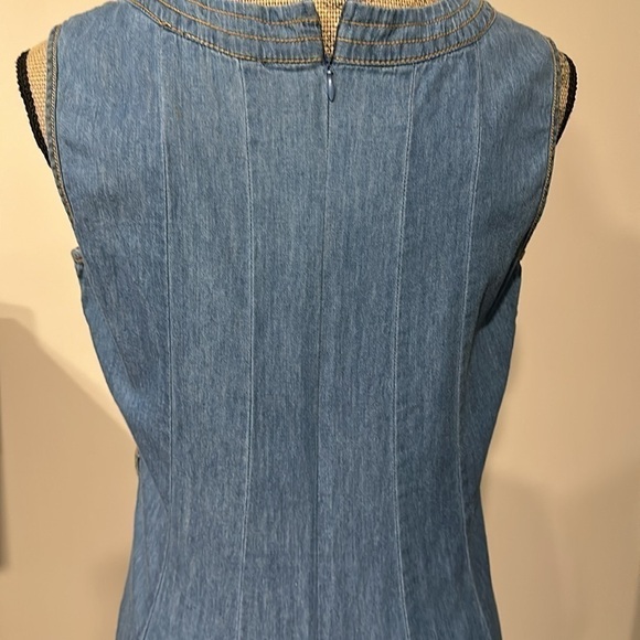 Denim blue cotton sleeveless flare mini sundress size medium - Picture 3 of 9